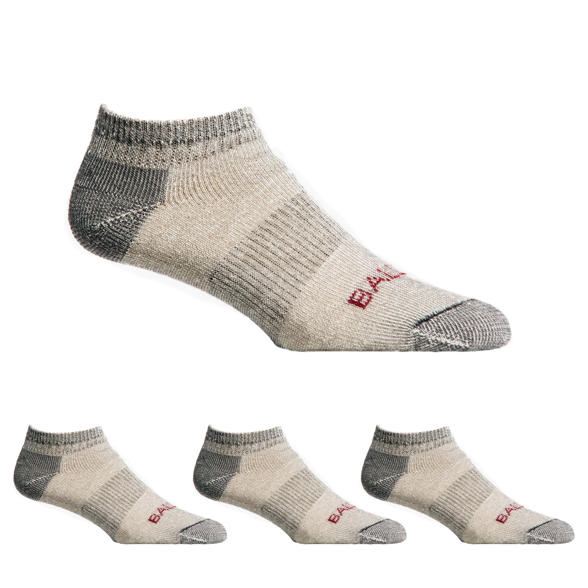 4 Pairs Ballston Lightweight 81% Merino Wool Low Hiking Socks