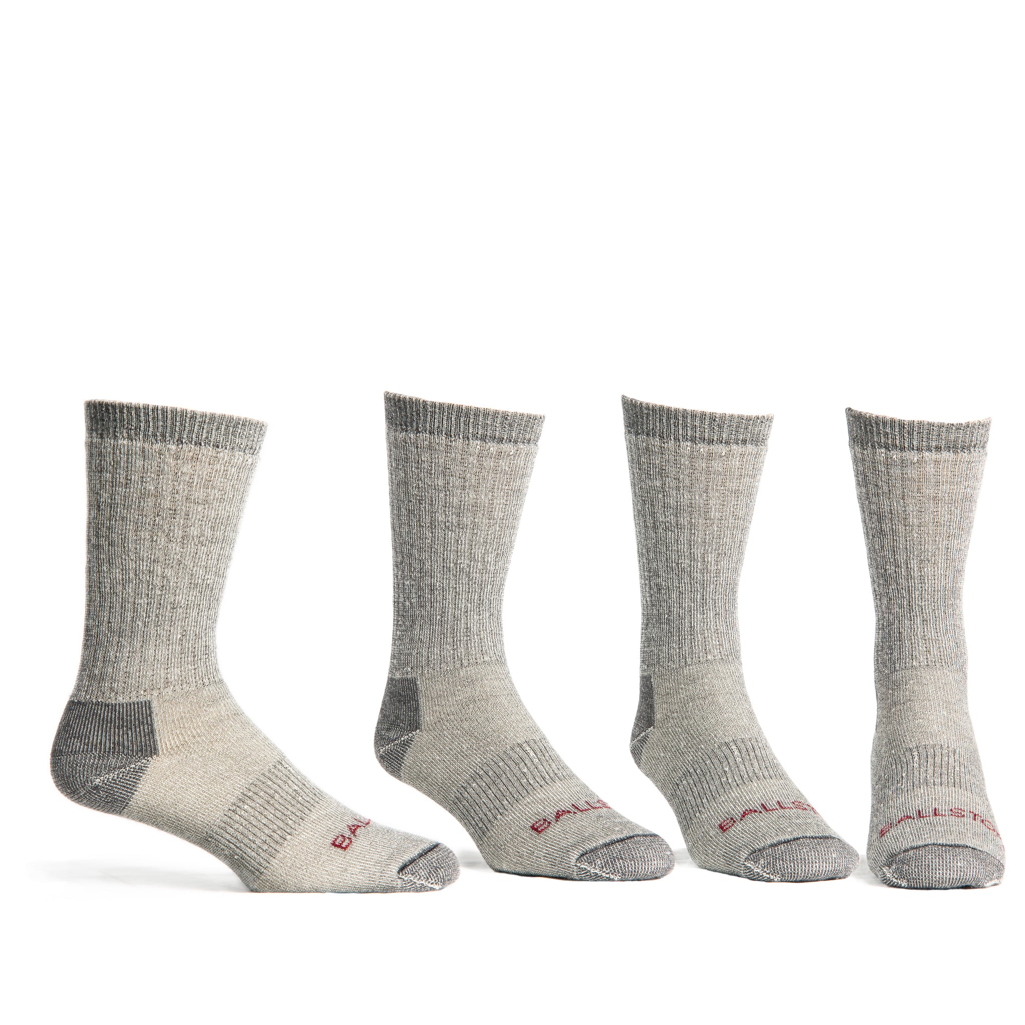 Ballston Lightweight 81% Merino Wool All Season Crew Hiking Socks - 4 Pairs  for Men and Women